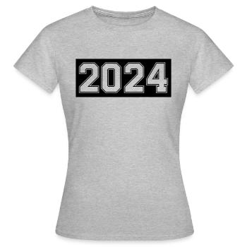 2024 - Frauen T-Shirt - Grau meliert - Vorne - AI Model Female 172 dark (172cm)