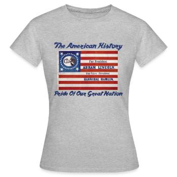 L’histoire américaine - T-shirt Femme - gris chiné - Devant - AI Model Female 172 dark (172cm)