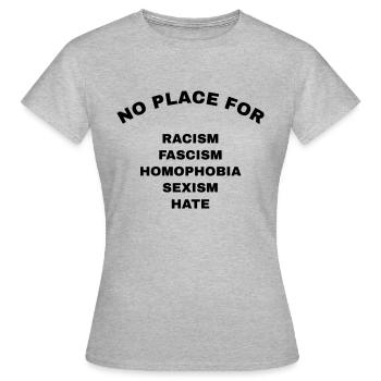 Pas de place pour le racisme - T-shirt Femme - gris chiné - Devant - AI Model Female 172 dark (172cm)