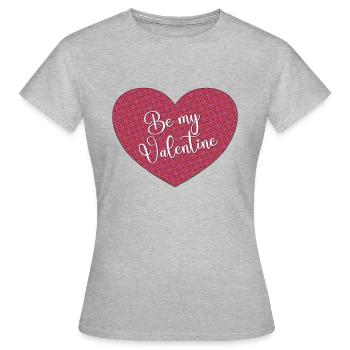 Be my Valentine, ein großes Herz für deinen Schatz - Frauen T-Shirt - Grau meliert - Vorne - AI Model Female 172 dark (172cm)
