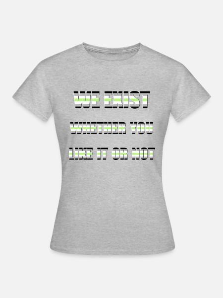 Wir existieren - Agender Flag - Frauen T-Shirt - Grau meliert