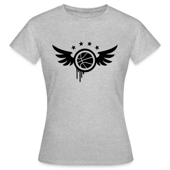 emblème de basket-ball (ailes) 01 - T-shirt Femme - gris chiné - Devant - AI Model Female 172 dark (172cm)