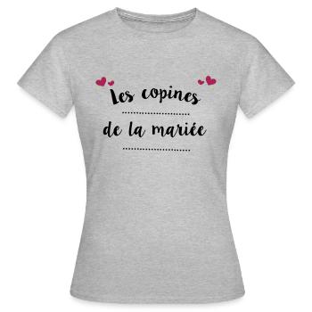 Les copines de la mariée - T-shirt Femme - gris chiné - Devant - AI Model Female 172 dark (172cm)