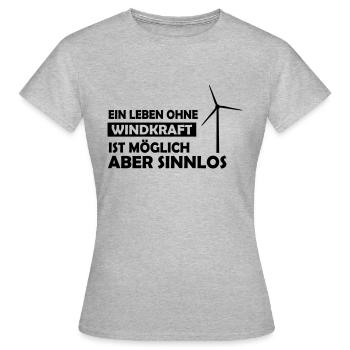 ein leben ohne windkraft - Frauen T-Shirt - Grau meliert - Vorne - AI Model Female 172 dark (172cm)