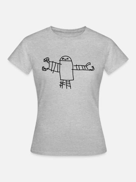 Roboter oskar - Frauen T-Shirt - Grau meliert