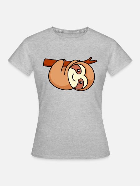 Faultier Comic Tier - Frauen T-Shirt - Grau meliert