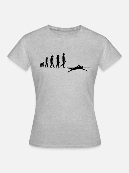 Evolution des Schwimmens - Frauen T-Shirt - Grau meliert