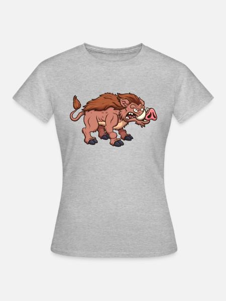 Wildschwein - Frauen T-Shirt - Grau meliert