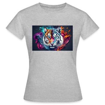 tigre coloré - T-shirt Femme - gris chiné - Devant - AI Model Female 172 dark (172cm)