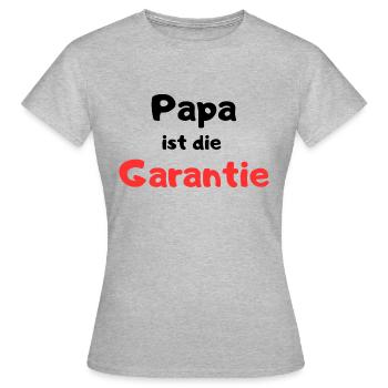 Papa ist die Garantie - Toybox-blk-red - Frauen T-Shirt - Grau meliert - Vorne - AI Model Female 172 dark (172cm)