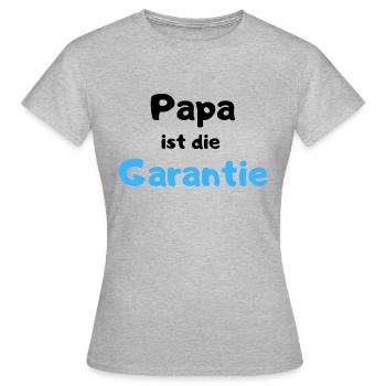 Papa ist die Garantie - Toybox-blk-blu - Frauen T-Shirt - Grau meliert - Vorne - AI Model Female 172 dark (172cm)