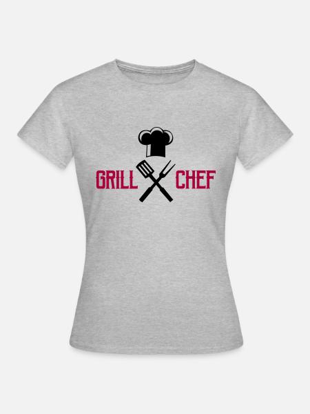 koch besteck grill - Frauen T-Shirt - Grau meliert
