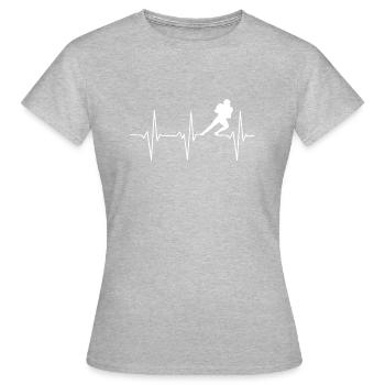 Heartbeat American Football Superbowl - Frauen T-Shirt - Grau meliert - Vorne - AI Model Female 172 dark (172cm)