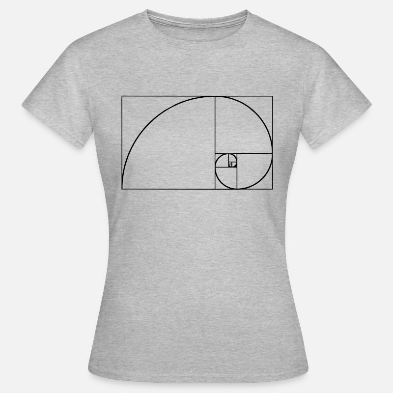 Fibonacci, Phi, Goldene Schnitt, Spirale, Rechteck - Frauen T-Shirt - Grau meliert