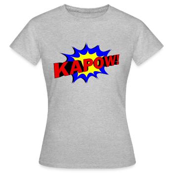 Slogan KAPOW! - Frauen T-Shirt - Grau meliert - Vorne - AI Model Female 172 dark (172cm)
