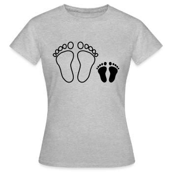 Familien Fußabdruck - Frauen T-Shirt - Grau meliert - Vorne - AI Model Female 172 dark (172cm)
