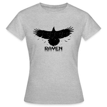 Raven Retro Pixel Style - Frauen T-Shirt - Grau meliert - Vorne - AI Model Female 172 dark (172cm)