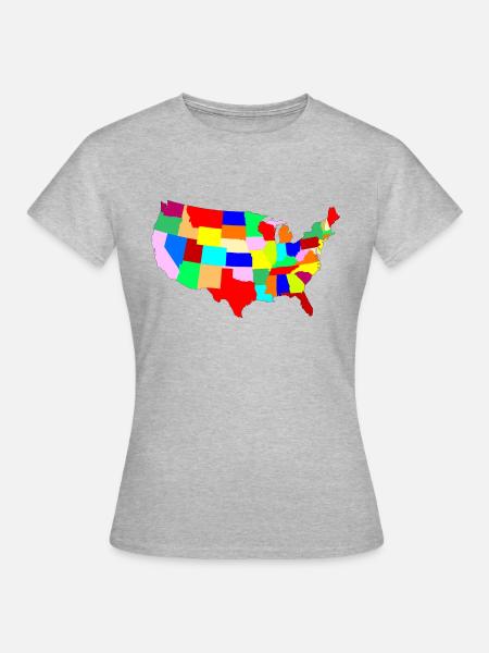 USA Patchwork Karte - Frauen T-Shirt - Grau meliert