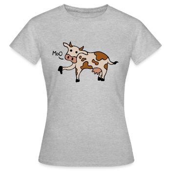 Moo / Boo Cow Thumbs Down - T-shirt Femme - gris chiné - Devant - AI Model Female 172 dark (172cm)