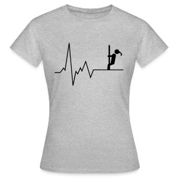 Herzschlag Pole Tänzerin - Frauen T-Shirt - Grau meliert - Vorne - AI Model Female 172 dark (172cm)