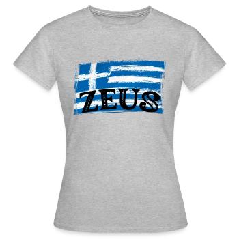 Drapeau Grec Zeus - T-shirt Femme - gris chiné - Devant - AI Model Female 172 dark (172cm)