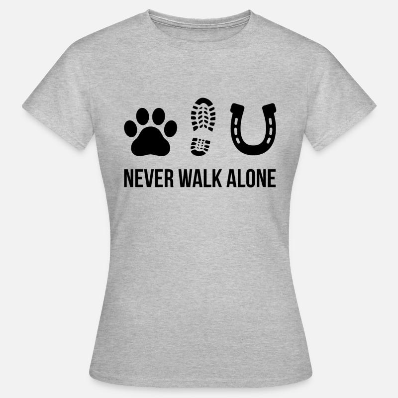 Never Walk Alone Koń Pies - Koszulka damska - szary melanż