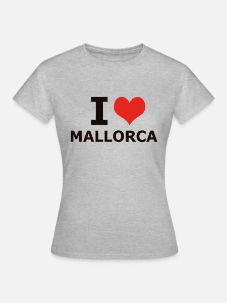 I LOVE MALLORCA - Frauen T-Shirt - Grau meliert