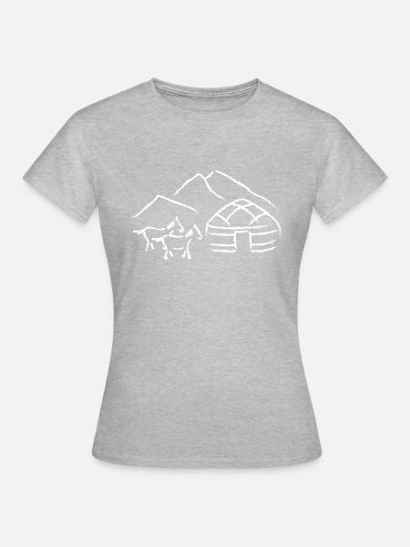 Yurt design weiss - Frauen T-Shirt - Grau meliert