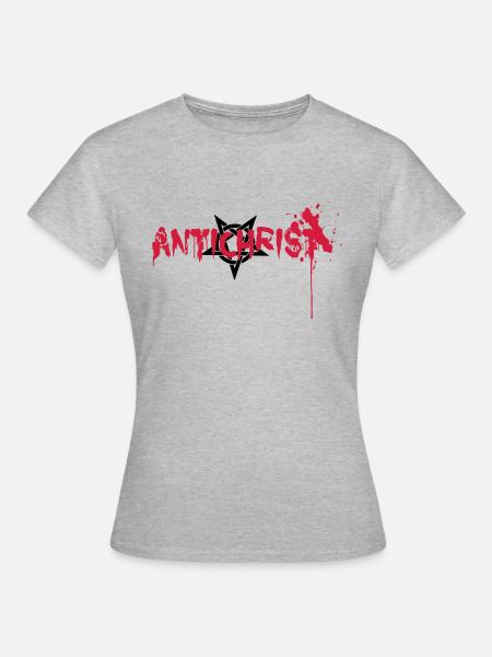 Antichrist Blood Petrangram - Frauen T-Shirt - Grau meliert