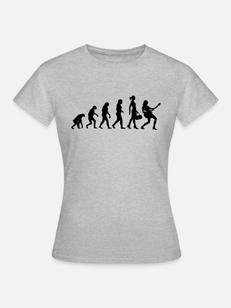 Evolution Gitarristin - Frauen T-Shirt - Grau meliert
