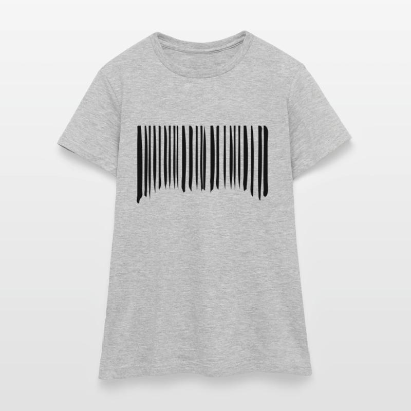 Barcode Strokes Lines Scribbled Barcode Scan T-shirt Femme