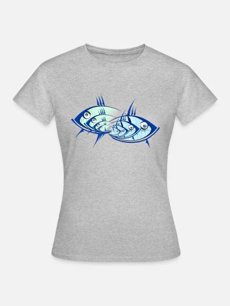 Fische dreidimensional - Frauen T-Shirt - Grau meliert
