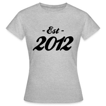 Geburt - Established 2012 - Frauen T-Shirt - Grau meliert - Vorne - AI Model Female 172 dark (172cm)