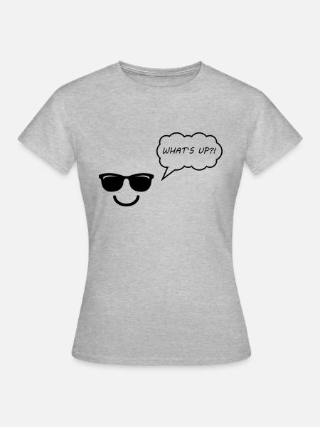 smileface whats up - Frauen T-Shirt - Grau meliert