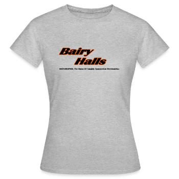 Bairy Halls - Spoonerisme - T-shirt Femme - gris chiné - Devant - AI Model Female 172 dark (172cm)