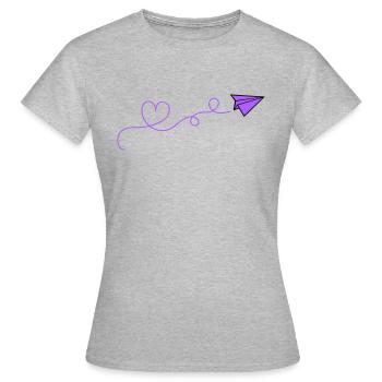 papierflieger herz - Frauen T-Shirt - Grau meliert - Vorne - AI Model Female 172 dark (172cm)