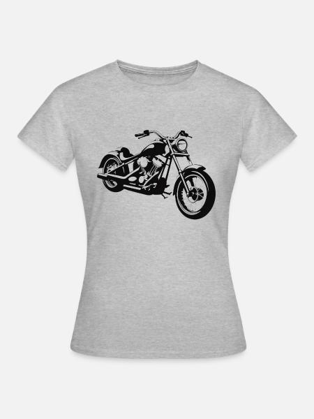 Biker Chopper Sticker - Motorbike Design - Frauen T-Shirt - Grau meliert