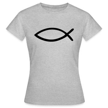 Jesus Fish - Christian Fish - Women's T-Shirt - heather grey - Front - AI Model Female 172 dark (172cm)