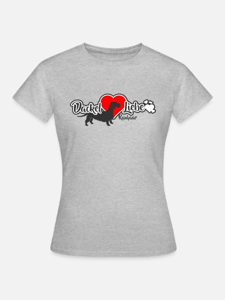 DackelLiebe Rauhaar Dackel - Frauen T-Shirt - Grau meliert