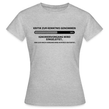 KRITIK ZUR KENNTNIS GENOMMEN ★ hq 1c Vektor - Frauen T-Shirt - Grau meliert - Vorne - AI Model Female 172 dark (172cm)