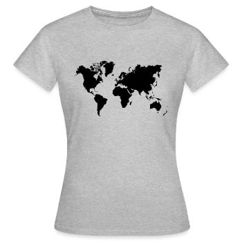 Weltkarte - Frauen T-Shirt - Grau meliert - Vorne - AI Model Female 172 dark (172cm)