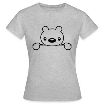 text feld suesser teddybaer haelt - Frauen T-Shirt - Grau meliert - Vorne - AI Model Female 172 dark (172cm)