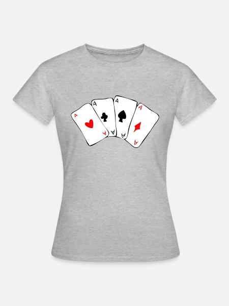 Spielkarten - Frauen T-Shirt - Grau meliert