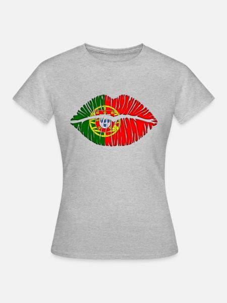 Kuss Portugal - Frauen T-Shirt - Grau meliert