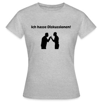 Streit streiten diskutieren - Frauen T-Shirt - Grau meliert - Vorne - AI Model Female 172 dark (172cm)