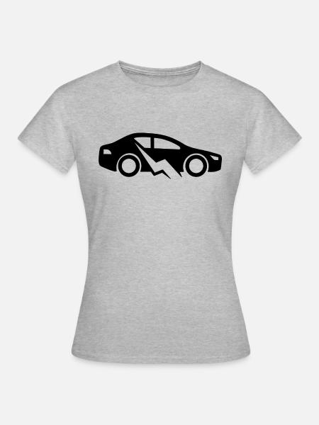 E-Auto Elektroauto - Frauen T-Shirt - Grau meliert