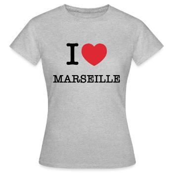 Ich liebe Marseille | Marseille | I Herz Marseille - Frauen T-Shirt - Grau meliert - Vorne - AI Model Female 172 dark (172cm)
