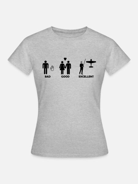 bad good excellent modellfliegen - Frauen T-Shirt - Grau meliert