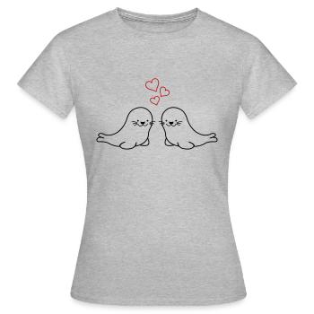 seehunde verliebt - Frauen T-Shirt - Grau meliert - Vorne - AI Model Female 172 dark (172cm)