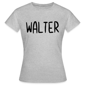 Walter Nom personnalisé Police Texte Anniversaire - T-shirt Femme - gris chiné - Devant - AI Model Female 172 dark (172cm)